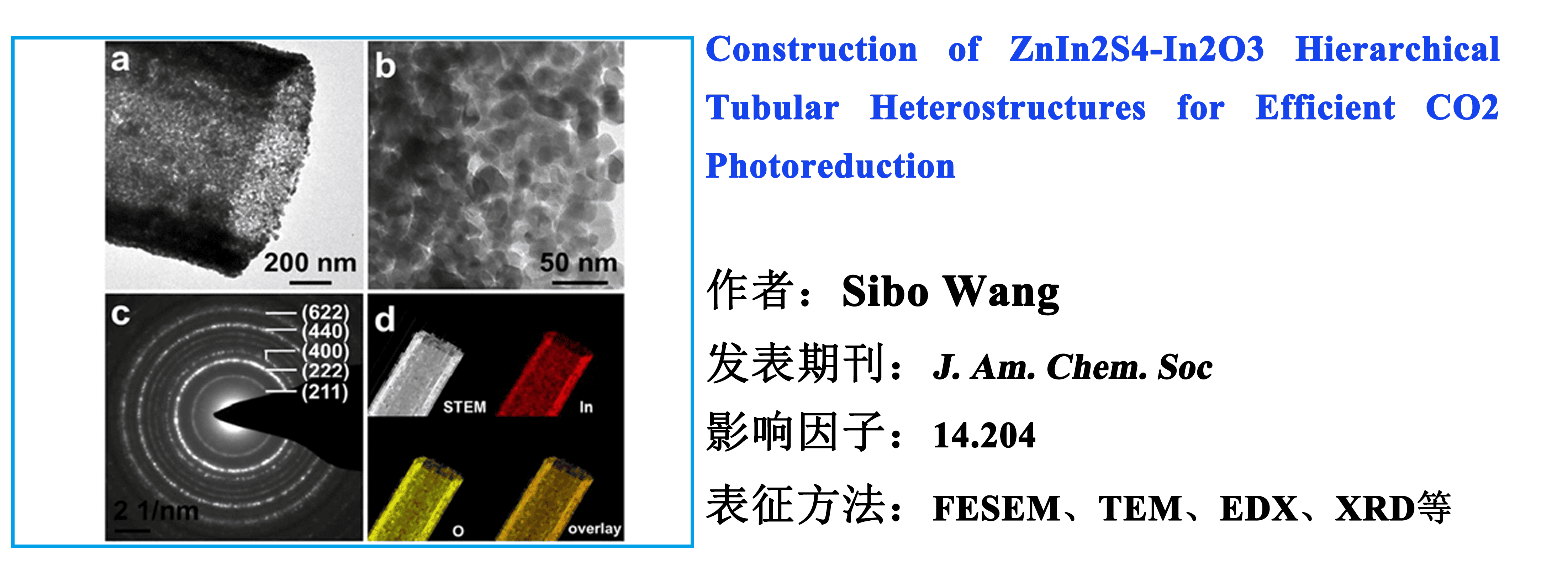Construction of Znln2S4-1n203 Hierarchical Tubular Heterostructures for Efficient CO2 Photoreduction