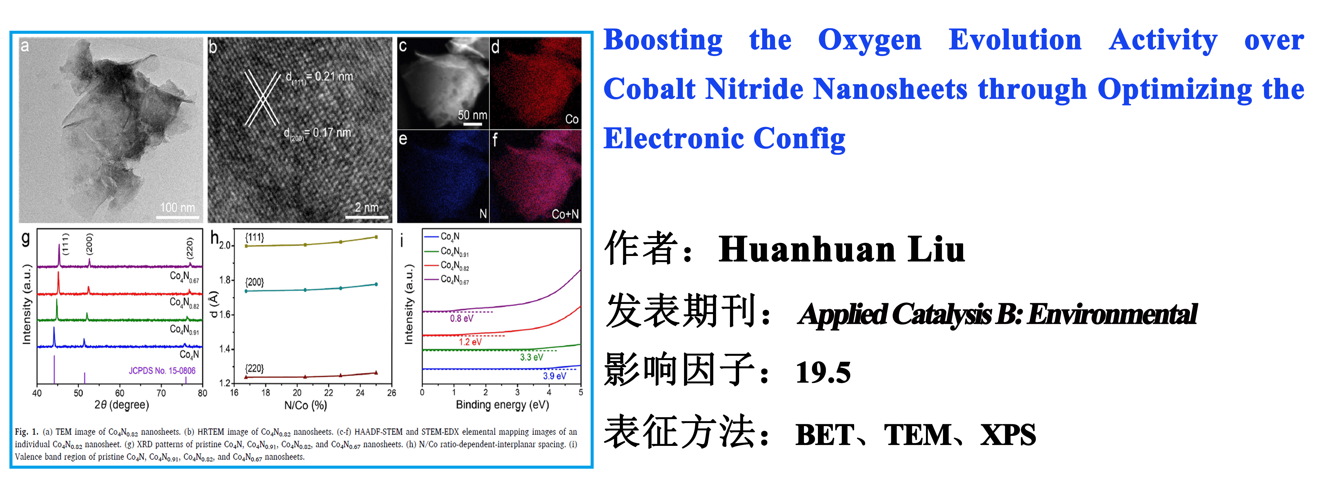 Boosting the Oxygen Evolution Activity over Cobalt Nitride Nanosheets through Optimizing the Electronic Config